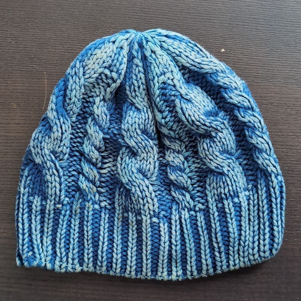 Urban Outfitters blue dyed cable knit beanie hat